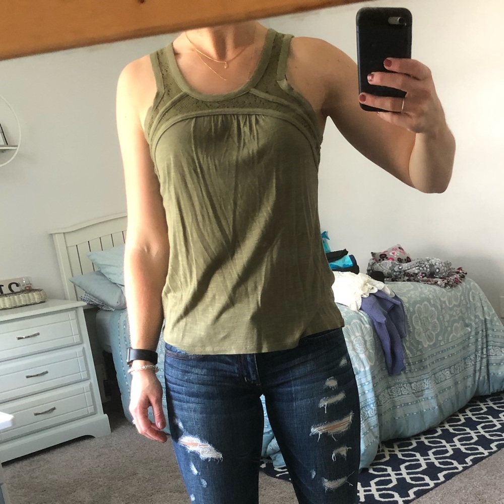 Green Embroidered Tank
